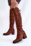 Damskie Zamszowe Kozaki Za Kolano La.Fi 270056FX-SU Ciemnobrązowe