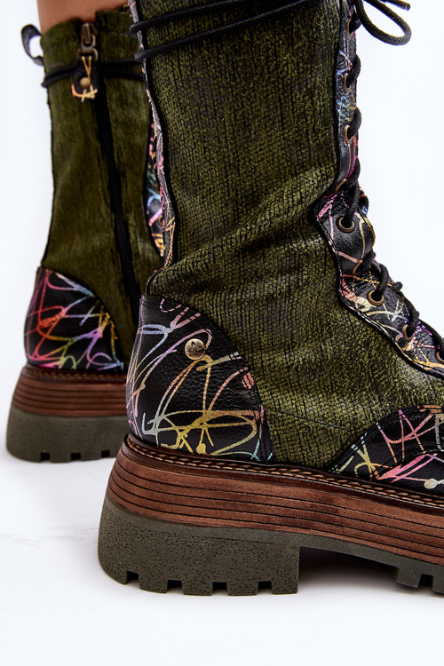 Damskie Skórzane Botki Workery Maciejka 06203-09 Multikolor