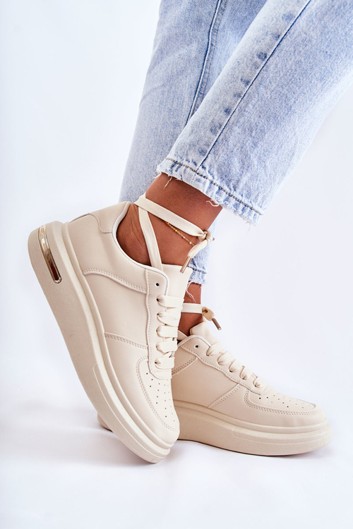 Klasyczne Skórzane Buty Sportowe Beżowe Jennys