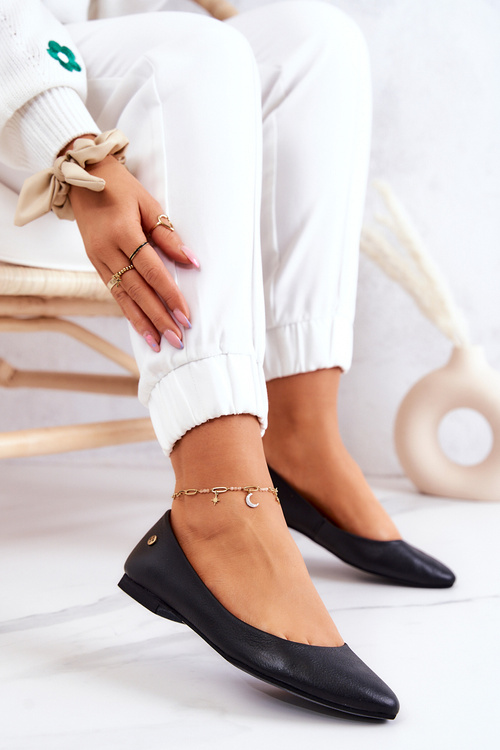 Damskie Skórzane Baleriny Maciejka Czarne 04100-01