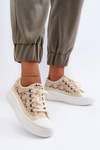 Koronkowe Trampki Damskie Lee Cooper LCW-23-44-1620 Beżowe