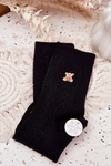 Ciepłe Skarpetki Damskie Z Wełną Miś Czarne