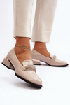 Damskie Półbuty Lakierowane Na Niskim Obcasie Beżowe Marilni