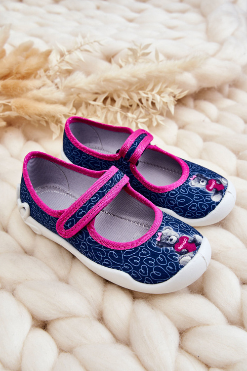 Dziecięce Papcie Baleriny Befado Miś 114X505 Granatowe