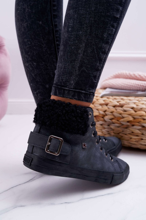 Trampki Damskie Big Star Wysokie Ocieplane Czarne EE274080