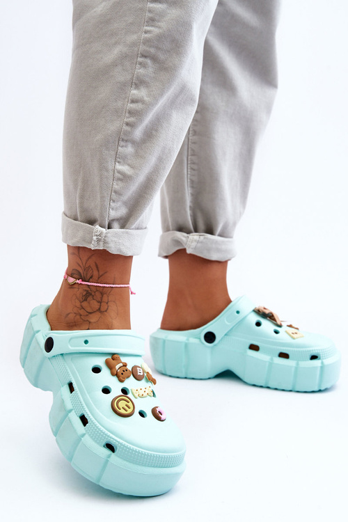 Damskie Piankowe Klapki Kroksy Z Ozdobami Zielone Marlett