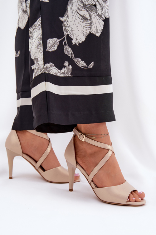 Modne Sandały Na Szpilce Złote Loressa