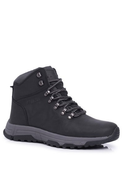 Buty Trekkingowe Męskie Skórzane Big Star Czarne EE174201