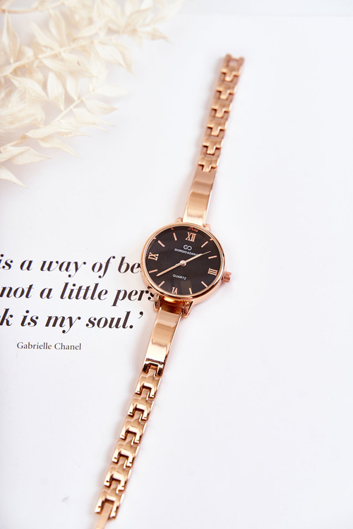 Zegarek Na Bransolecie Giorgio & Dario Z Czarną Tarczą Różowe Złoto