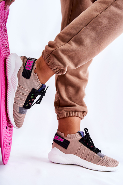 Damskie Wsuwane Sportowe Buty Sneakersy Beżowe Klayra