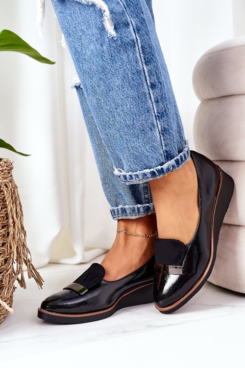 Lakierowane Półbuty Na Koturnie POTOCKI 12032 Czarne