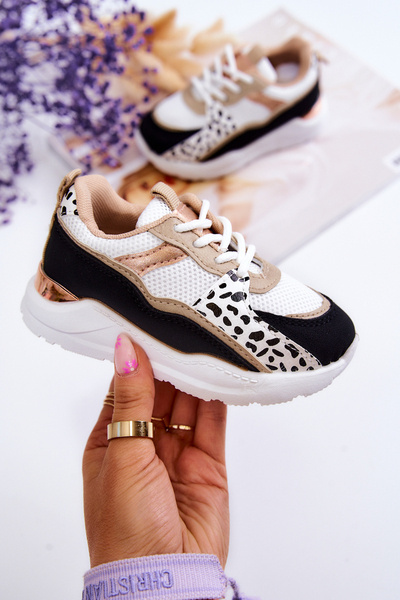 Dziecięce Sportowe Buty Sneakersy Biało-Czarne Kizzie