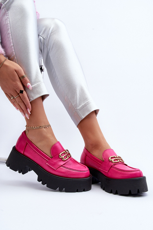 Zazoo 20164 Damskie Loafersy Ze Skóry Naturalnej Fuksja