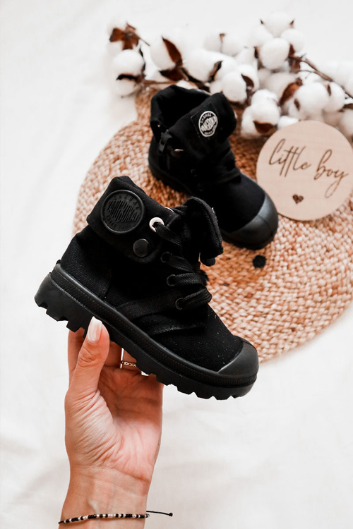 Wysokie Dziecięce Trampki Wiązane Czarne Tobby