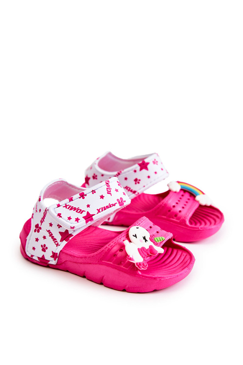 Dziecięce Lekkie Sandały Z Ozdobami Ciemnoróżowe Trusty