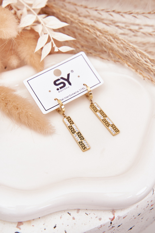 Kolczyki Wiszące Z Cyrkoniami Stal Pozłacana