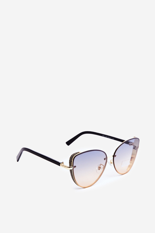 Damskie Okulary Przeciwsłoneczne Z Brokatowymi Wstawkami UV400 Czarno-Złote