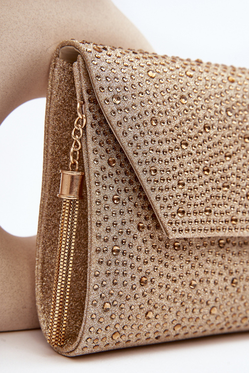 Zdobiona Torebka Wizytowa Kopertówka Edela Złota