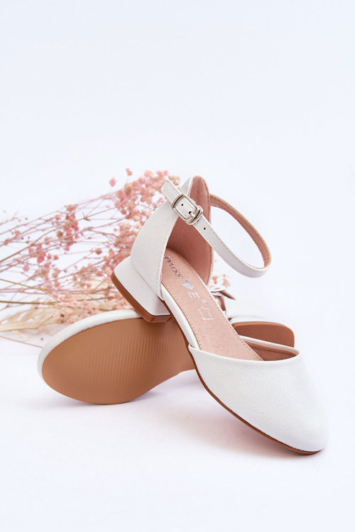 Dziecięce Sandałki Na Niskim Obcasie Jasnosrebrne Nelly