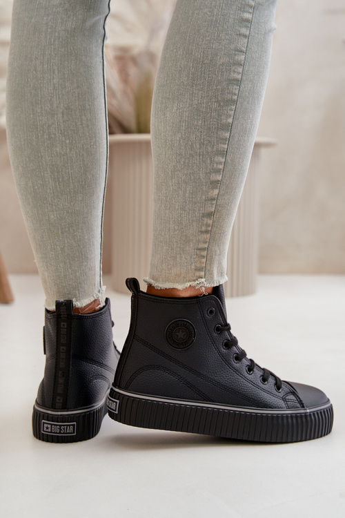 Damskie Ocieplane Trampki Z Eko Skóry Big Star OO274790 Czarne