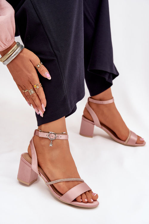 Sandały Damskie Na Słupku Z Cyrkoniami Vinceza 20268 Beżowe