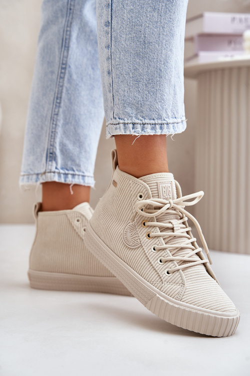 Ocieplane Sztruksowe Trampki Damskie Big Star OO274771 Hi-Poly System Beżowe