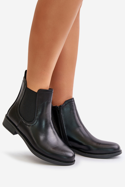 Ocieplane Płaskie Botki Sztyblety Na Zamek Czarne Tinra