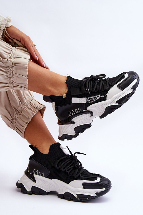 Damskie Sneakersy Skarpetkowe Wsuwane Czarne Keaton