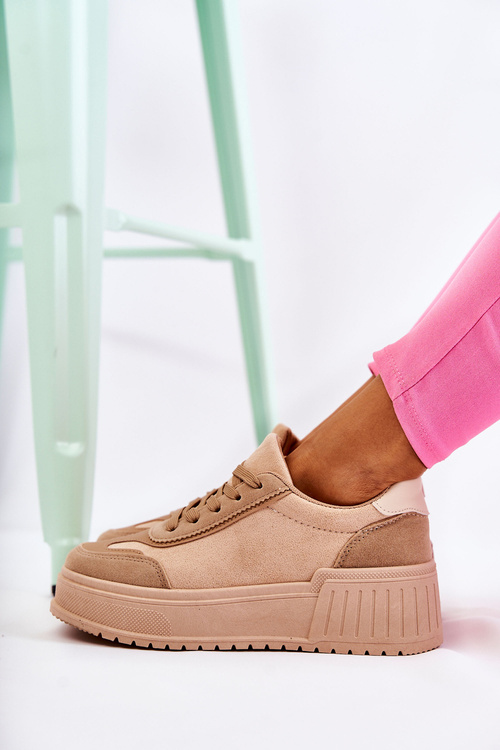 Damskie Zamszowe Buty Sportowe Beżowe Segurro