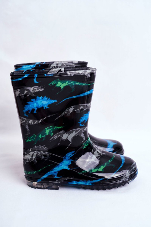 Dziecięce Gumowe Kalosze Czarne Dinozaur