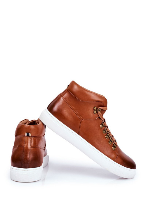 Męskie Trampki Skórzane GOE Brązowe GG1N3011