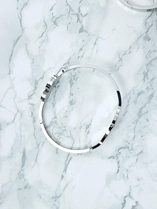 Damska Bransoleta Stalowa Cyrkonie Rzymskie Cyfry Srebrna Wega