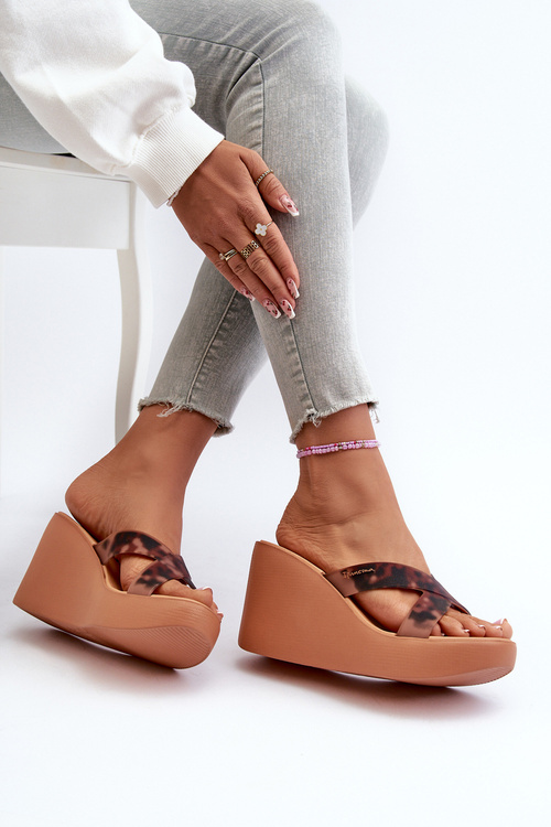 Klapki Damskie Na Koturnie 83520 Ipanema High Fashion Slide Fem Brązowe