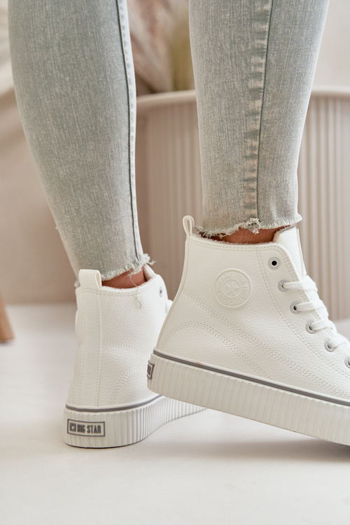 Damskie Ocieplane Trampki Z Eko Skóry Big Star OO274788 Białe