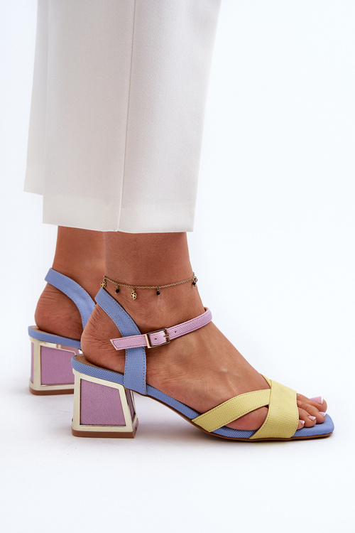 Pastelowe Sandały Damskie Na Obcasie D&A CR482 Żółte