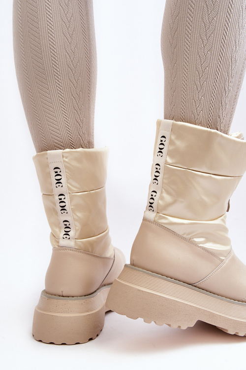 Śniegowce Damskie Na Grubej Podeszwie Z Suwakiem GOE MM2N4079 Beżowe