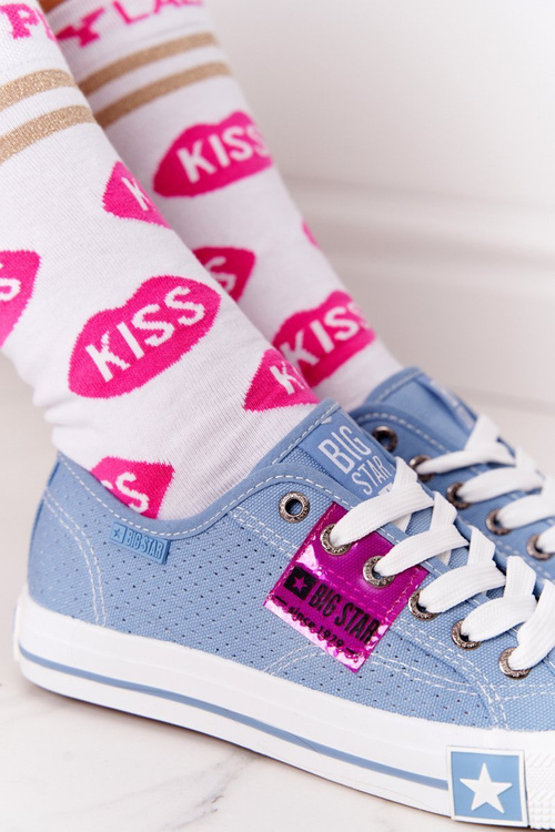 Ażurowe Trampki Damskie BIG STAR FF274037 Niebieskie