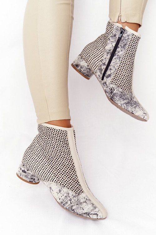 Botki Z Plecionki Na Obcasie Maciejka 04937-03 Popiel