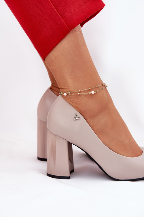 Eleganckie Czółenka Na Słupku Vinceza 62220 Szare