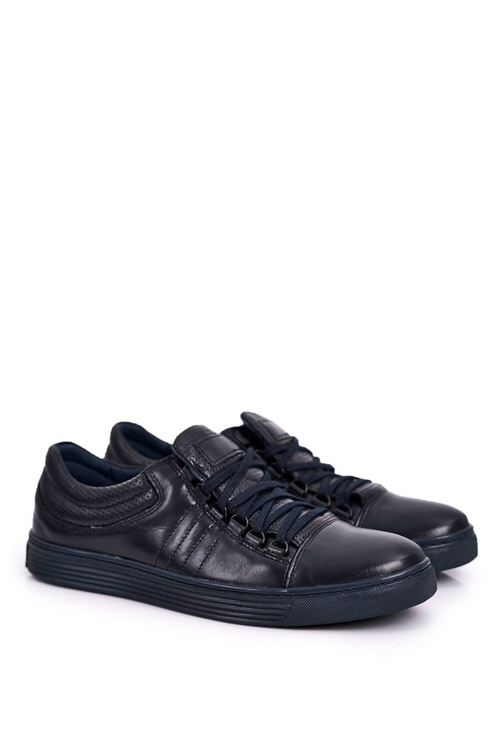 Męskie Skórzane Półbuty Tenisówki BEDNAREK Granatowe