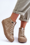 Trampki Damskie Big Star Wysokie Ocieplane Beżowe GG274071