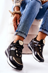 Sportowe Damskie Buty Sneakersy Czarno-Złote Colli