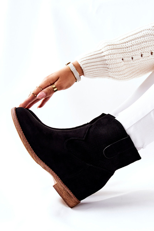 Botki Zamszowe Czarne Polon