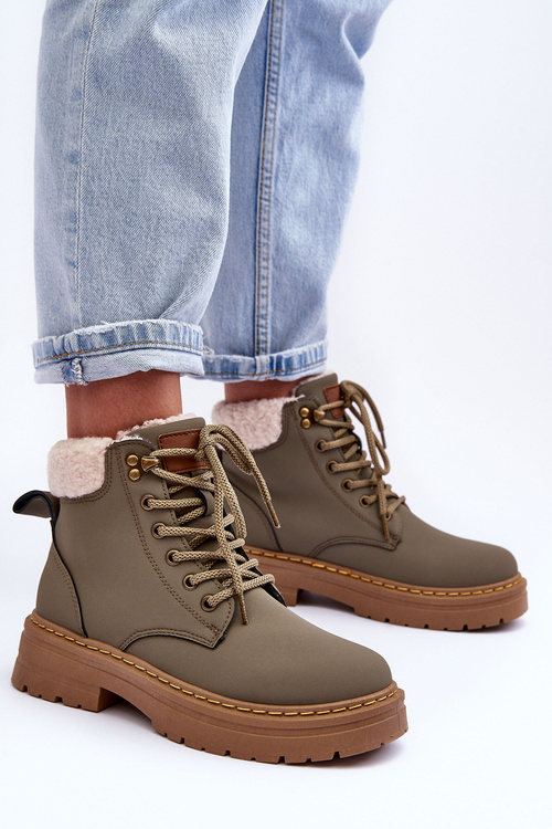 Trapery Damskie Z Kożuchem Zielone Jette