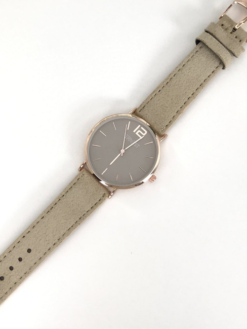 Damski Zegarek Ernest Manon Zamszowy Oliwka Złoty