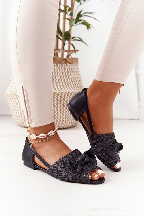 Płaskie Sandały Z Plecionką Lu Boo Czarne