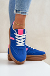Sneakersy Damskie Na Platformie Granatowe Dravinnia