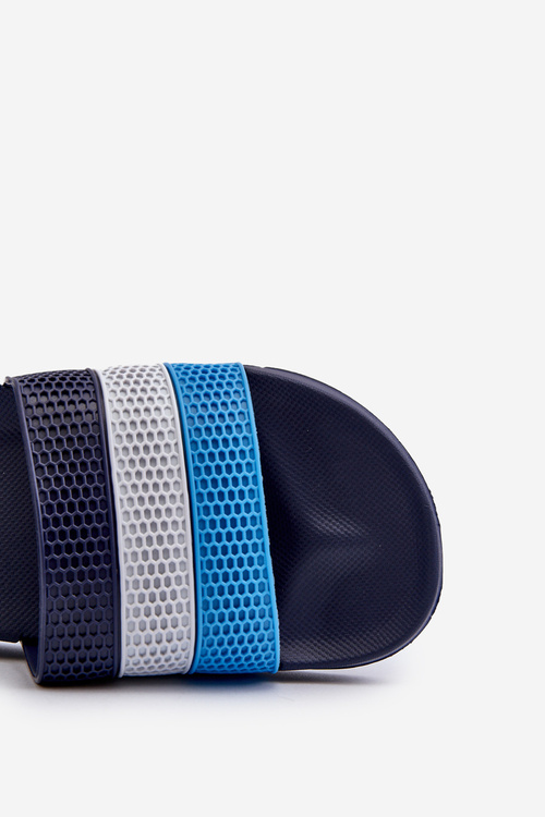 Klasyczne Klapki Męskie Z Paskami Granatowe Sylri