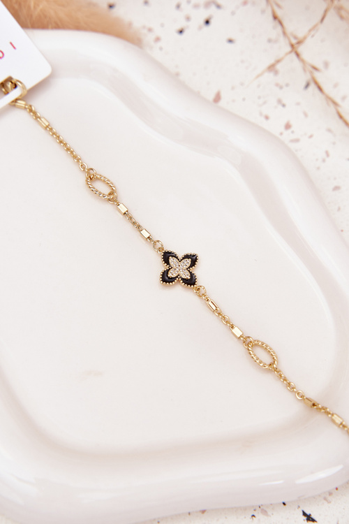 Bransoletka Z Koniczynką Stal Chirurgiczna Złota