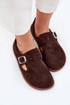 Zamszowe Półbuty Barefoot Damskie Z Klamrą Zazoo N1261 Czekoladowe